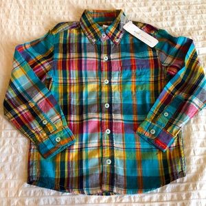 NWT Peek… Aren’t You Curious Boys Plaid Shirt - Size 4/5